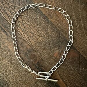 NWOT AllSaints Chain Link Toggle Choker Necklace, Silver, Vintage Look